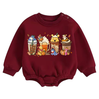 Soft warm fleece Baby pooh Fall Oversized Sweatshirt Romper Hippo Boutique