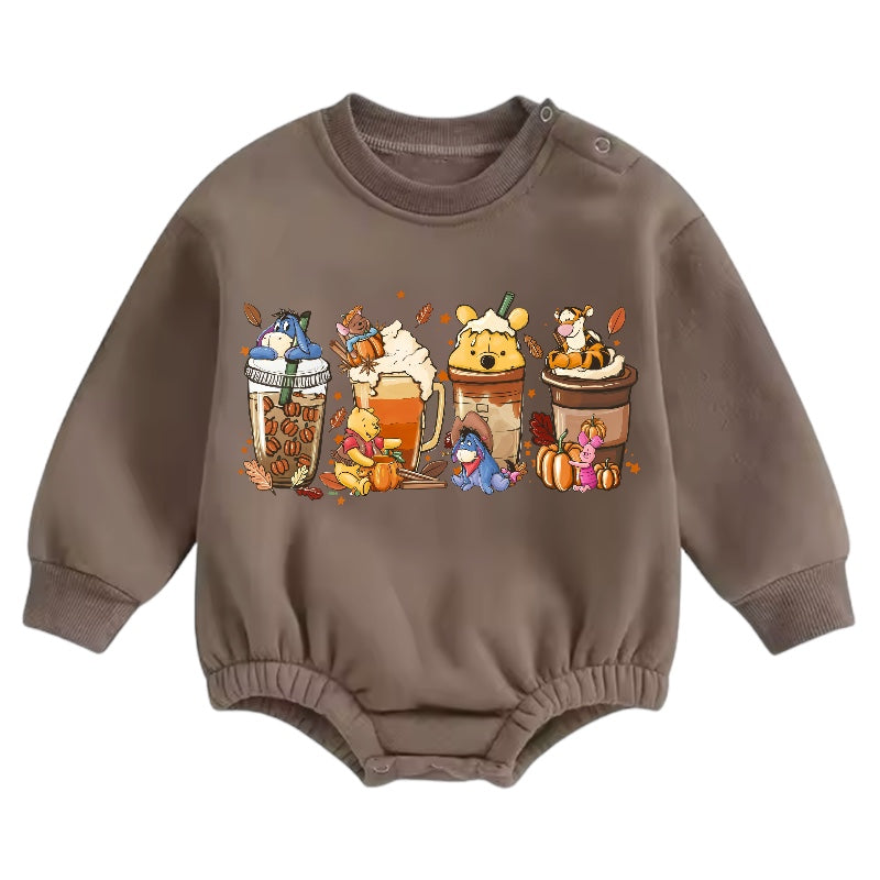 Soft warm fleece Baby pooh Fall Oversized Sweatshirt Romper Hippo Boutique