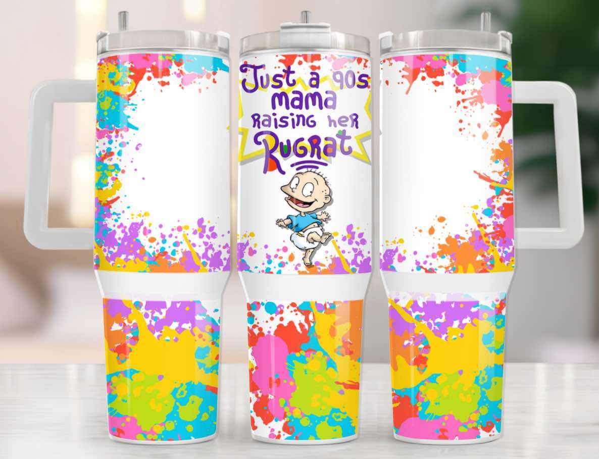 40oz Stanley Tumbler - 90’s Mama Raising her Rugrat Hippo Boutique