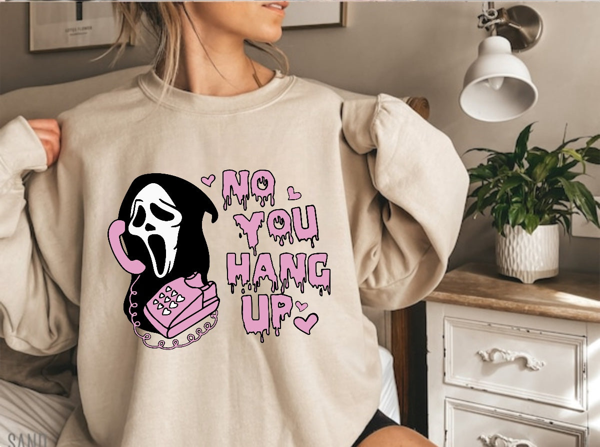 Halloween Scary Movie Scream No you Hang up Women’s fleece crewneck Sweatshirts Hippo Boutique