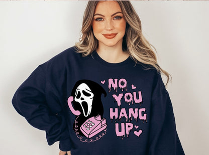 Halloween Scary Movie Scream No you Hang up Women’s fleece crewneck Sweatshirts Hippo Boutique