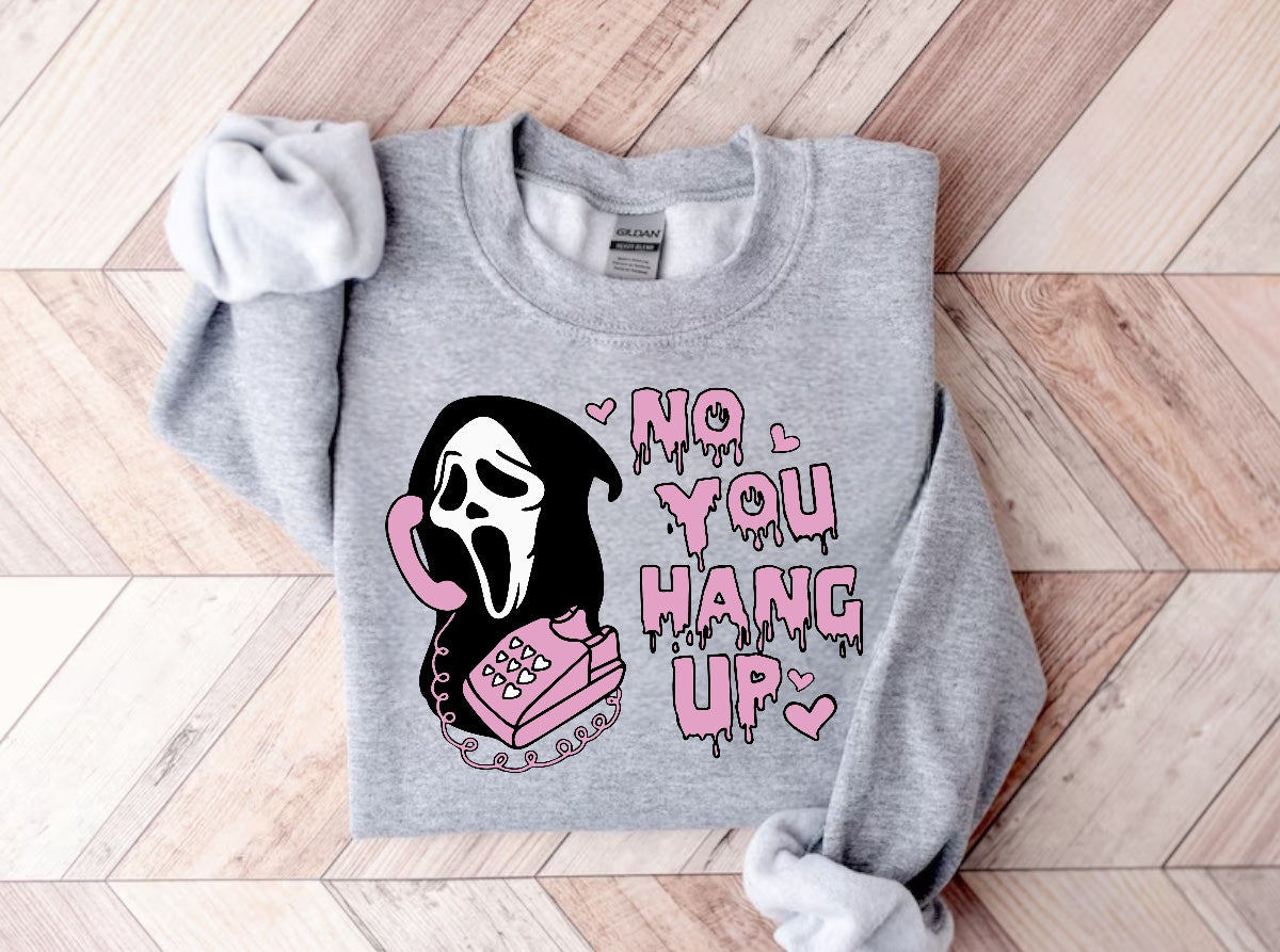 Halloween Scary Movie Scream No you Hang up Women’s fleece crewneck Sweatshirts Hippo Boutique