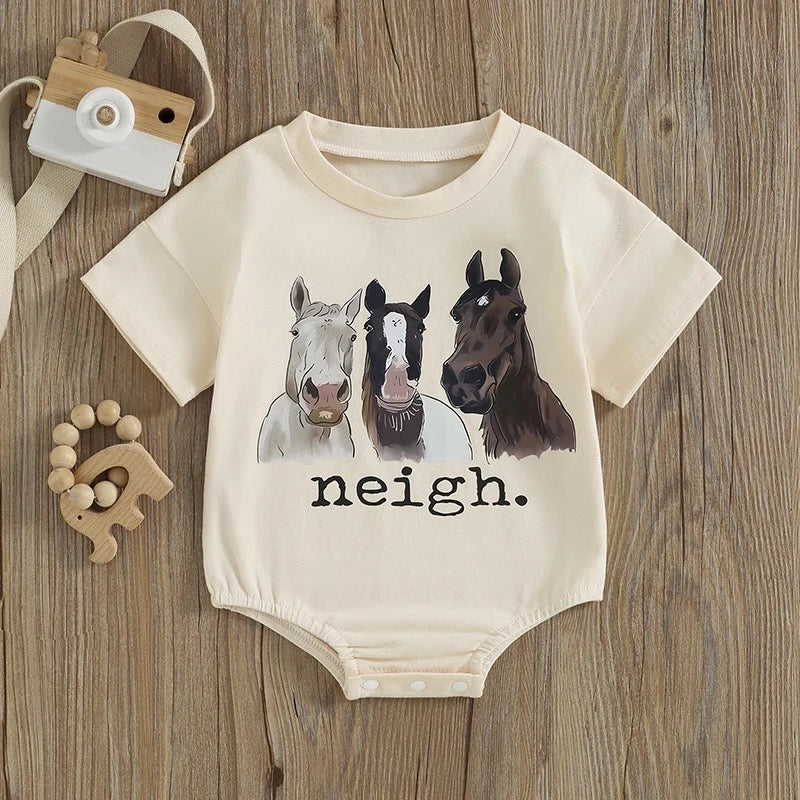 Cow & Horse Baby t-shirt bubble Romper Hippo Boutique