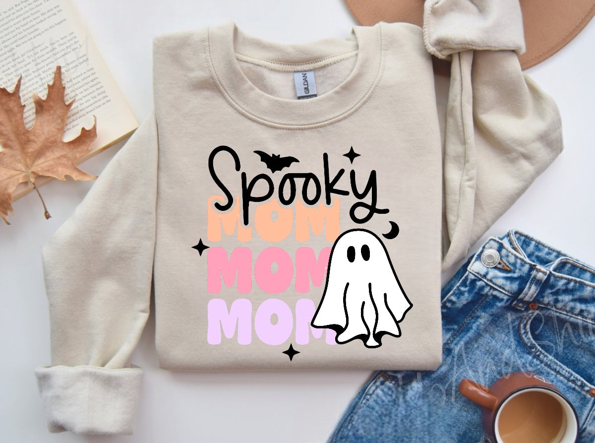 Halloween Spooky Mom Women’s fleece crewneck Sweatshirts Hippo Boutique