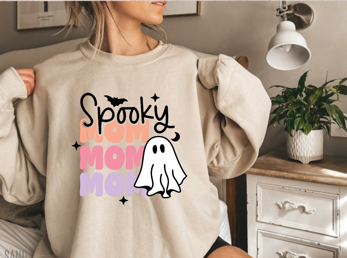 Halloween Spooky Mom Women’s fleece crewneck Sweatshirts Hippo Boutique