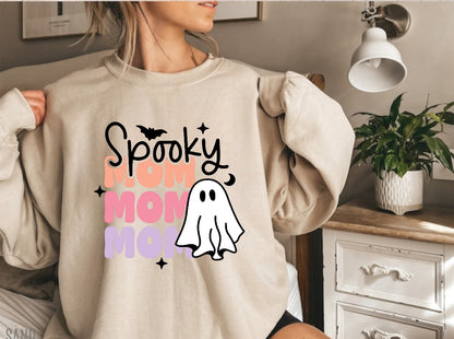 Halloween Spooky Mom Women’s fleece crewneck Sweatshirts Hippo Boutique