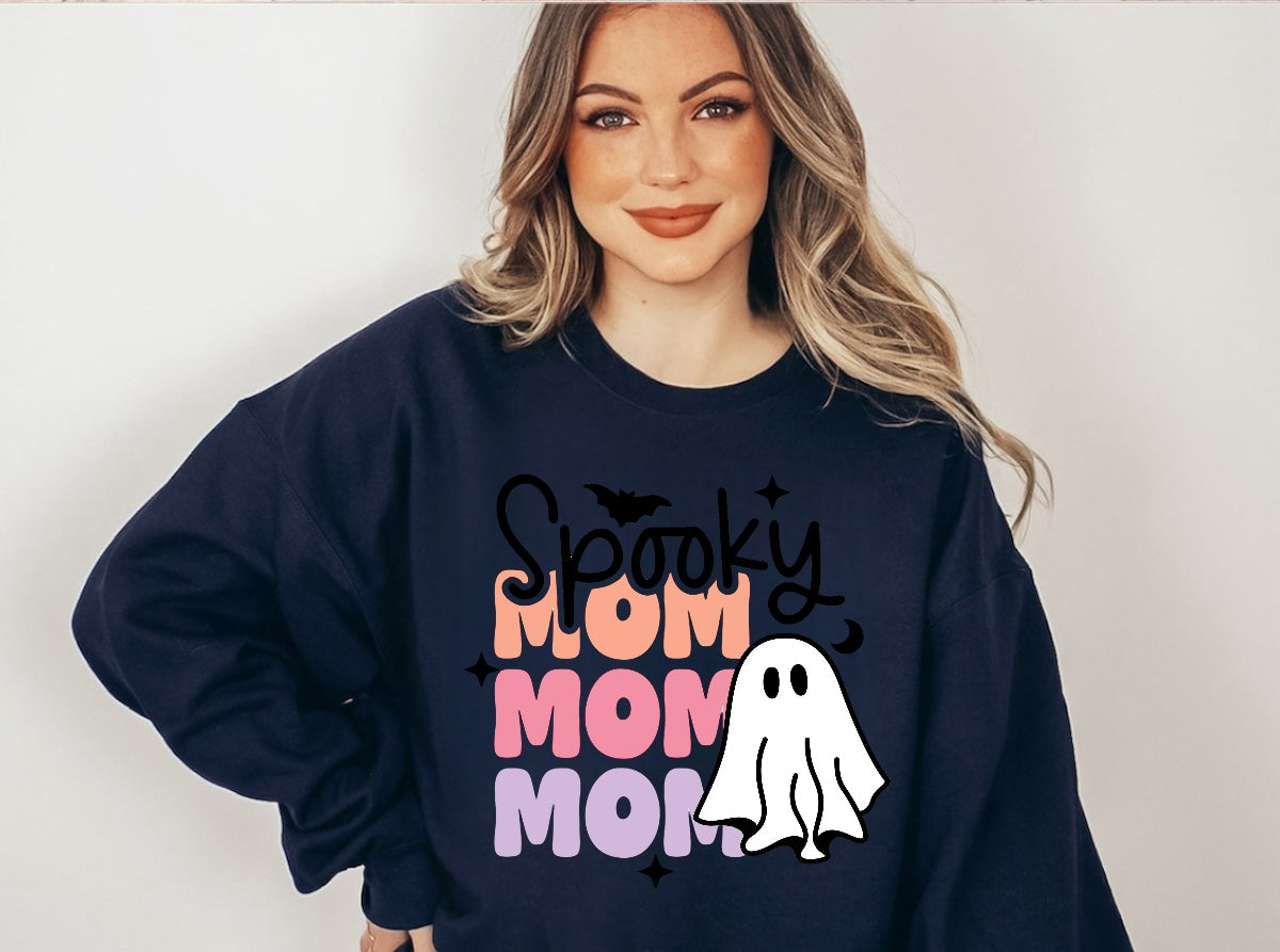 Halloween Spooky Mom Women’s fleece crewneck Sweatshirts Hippo Boutique
