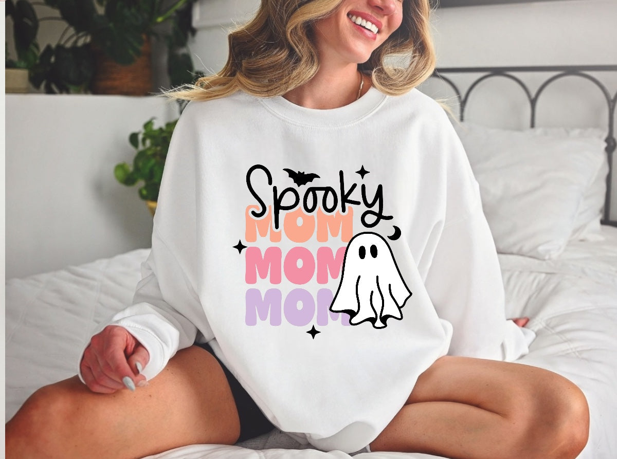 Halloween Spooky Mom Women’s fleece crewneck Sweatshirts Hippo Boutique