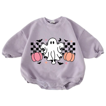 Spooky Mini Cotton Baby Halloween Sweatshirt Romper Hippo Boutique