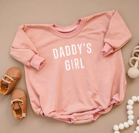 Daddy’s Girl French Terry Baby Girl Sweatshirt Romper Hippo Boutique