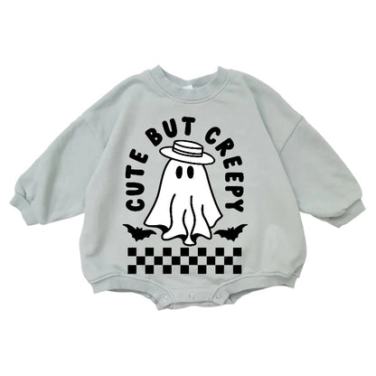 Cute but Creepy Cotton Baby Halloween Sweatshirt Romper Hippo Boutique