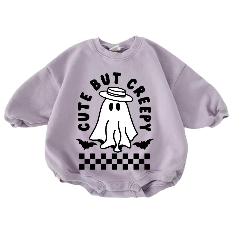 Cute but Creepy Cotton Baby Halloween Sweatshirt Romper Hippo Boutique