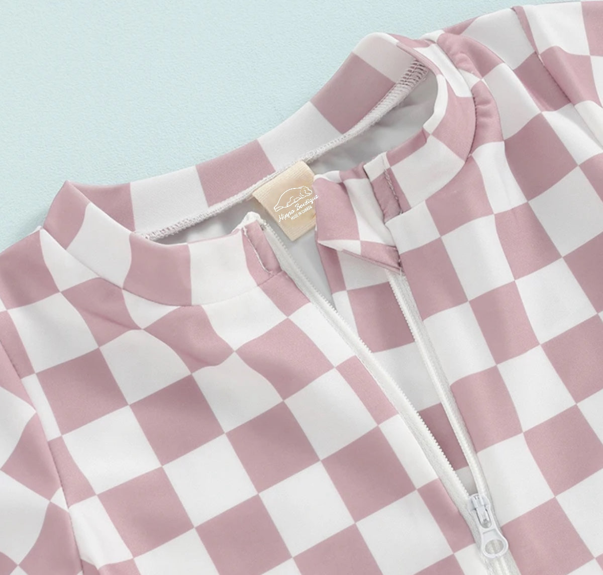 Checkered Zip Up Swimsuit Hippo Boutique