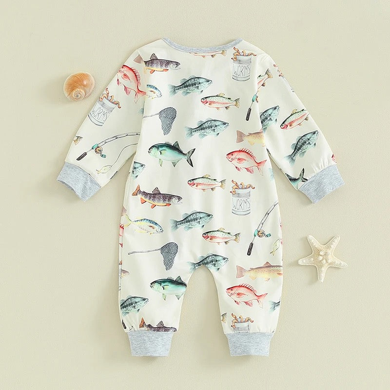 Fish Print Zip Romper Bodysuit Hippo Boutique