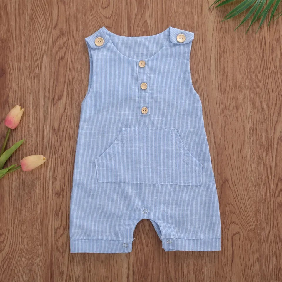 Striped Sleeveless Button Romper Hippo Boutique