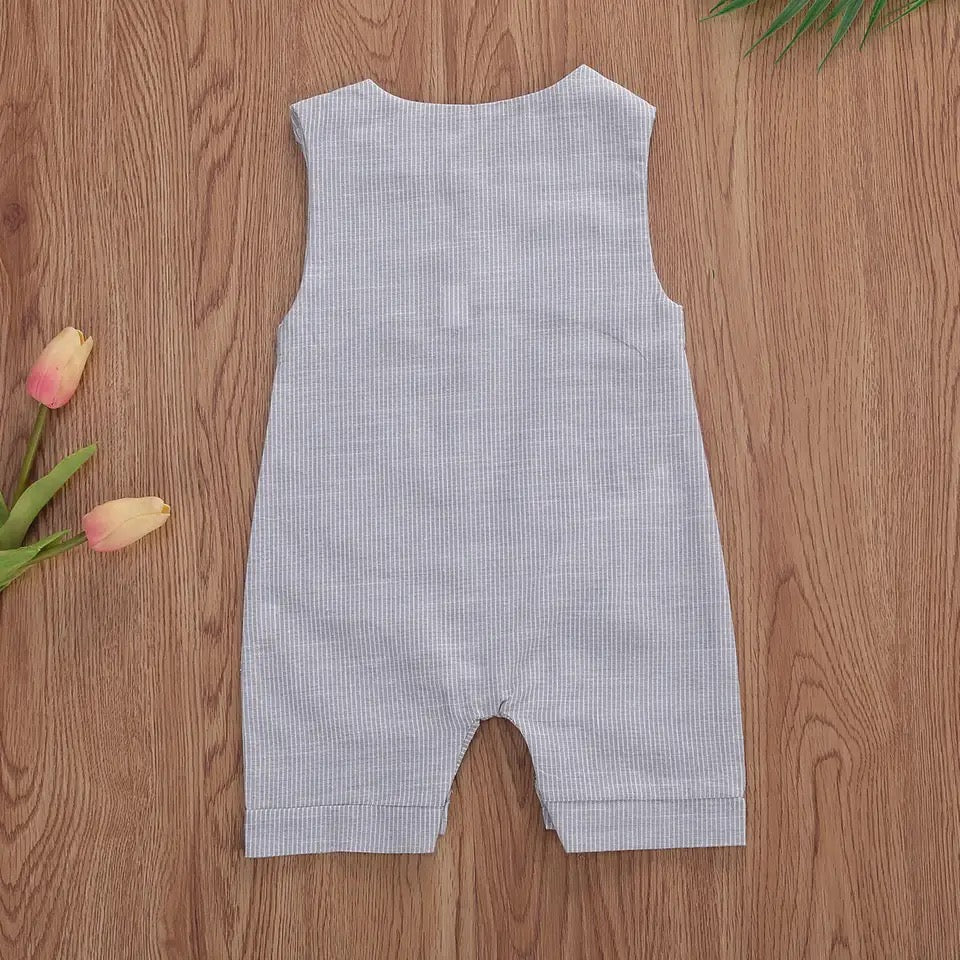 Striped Sleeveless Button Romper Hippo Boutique