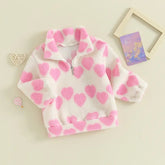 Heart Print Baby Sherpa Fuzzy Fur Jacket Hippo Boutique