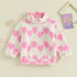Heart Print Baby Sherpa Fuzzy Fur Jacket Hippo Boutique