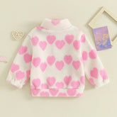 Heart Print Baby Sherpa Fuzzy Fur Jacket Hippo Boutique