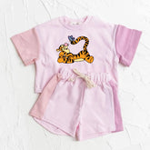 Baby and Kids cotton color block tiger t-shirt & shorts outfit Hippo Boutique