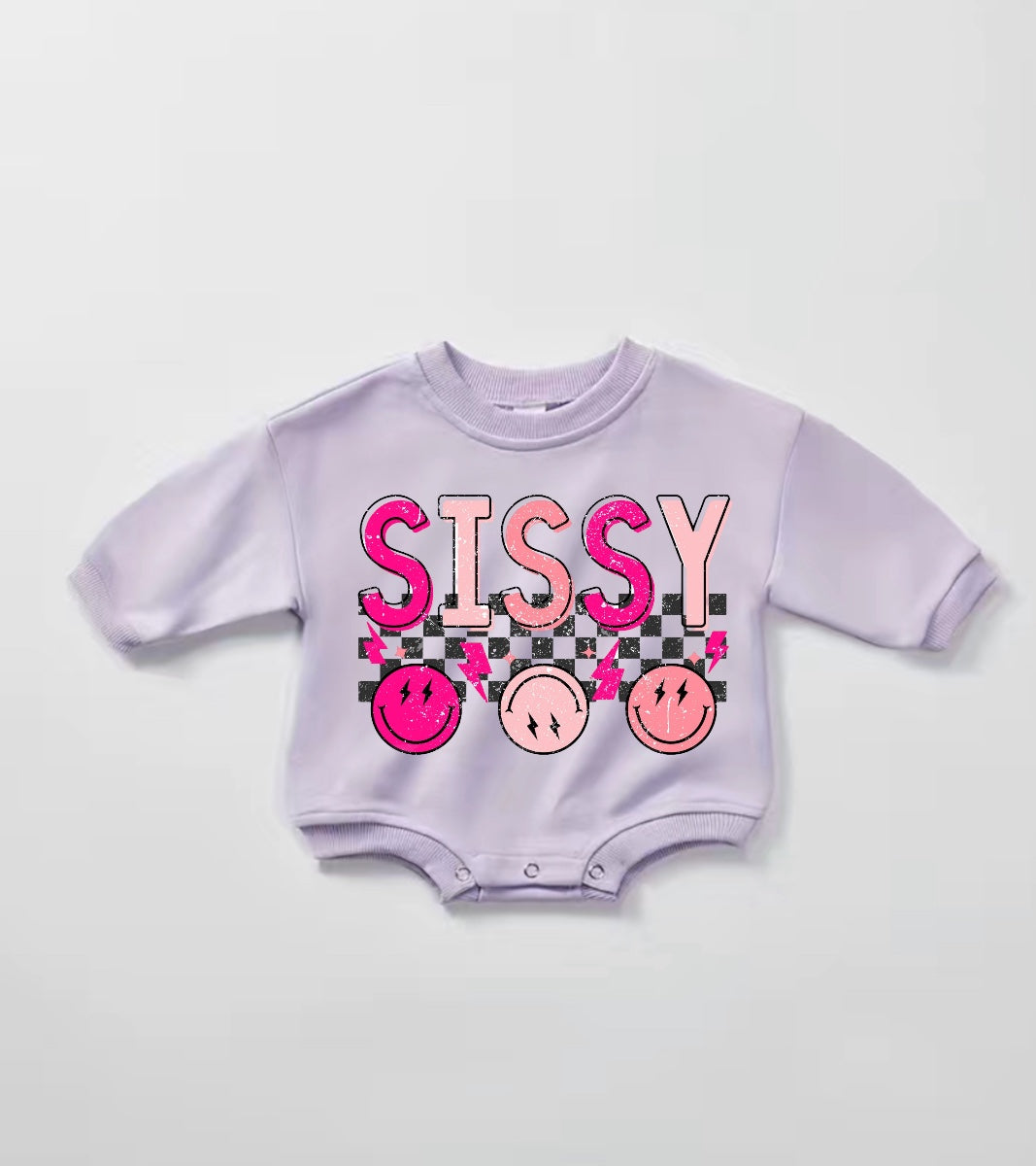 Sissy Smile Baby Girl Sweatshirt Romper bodysuit Hippo Boutique