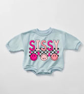 Sissy Smile Baby Girl Sweatshirt Romper bodysuit Hippo Boutique