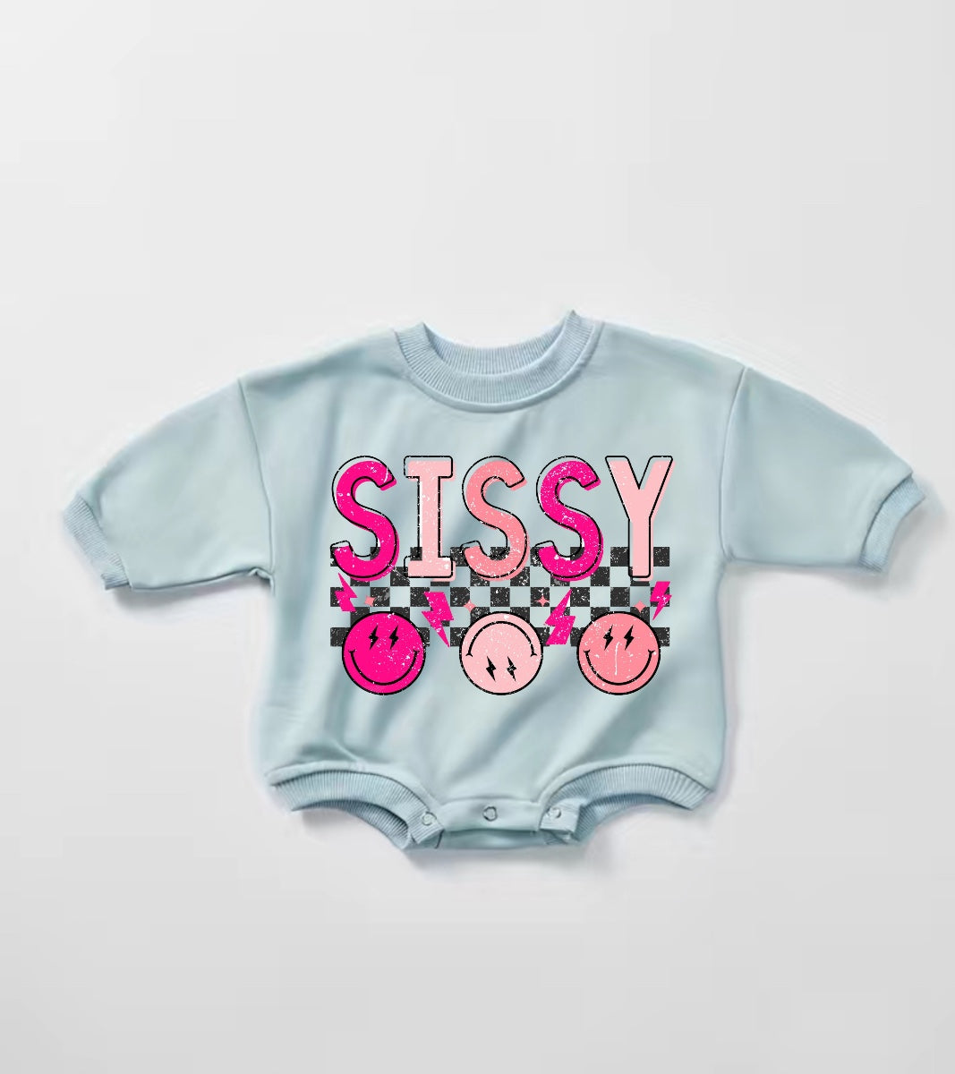 Sissy Smile Baby Girl Sweatshirt Romper bodysuit Hippo Boutique
