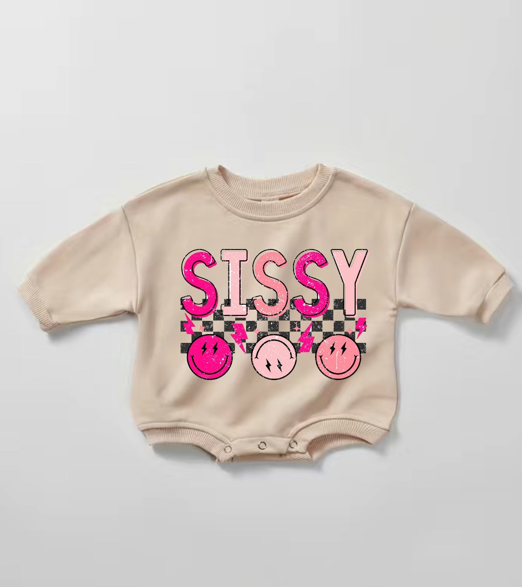 Sissy Smile Baby Girl Sweatshirt Romper bodysuit Hippo Boutique