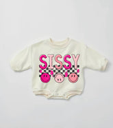 Sissy Smile Baby Girl Sweatshirt Romper bodysuit Hippo Boutique