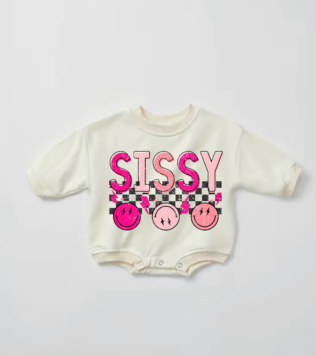 Sissy Smile Baby Girl Sweatshirt Romper bodysuit Hippo Boutique