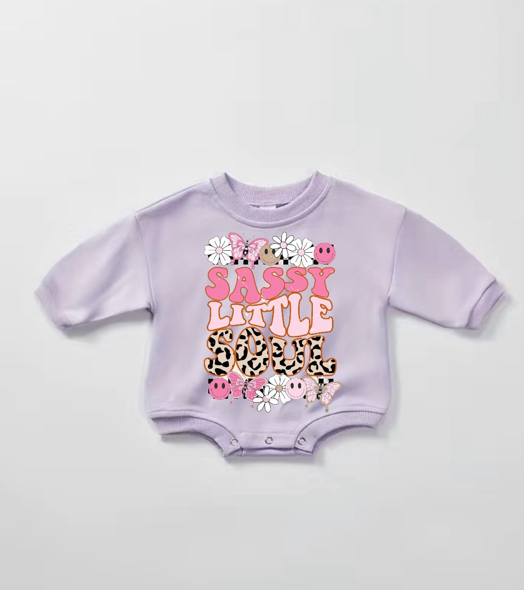 Sassy Little Soul Baby Girl Sweatshirt Romper bodysuit Hippo Boutique
