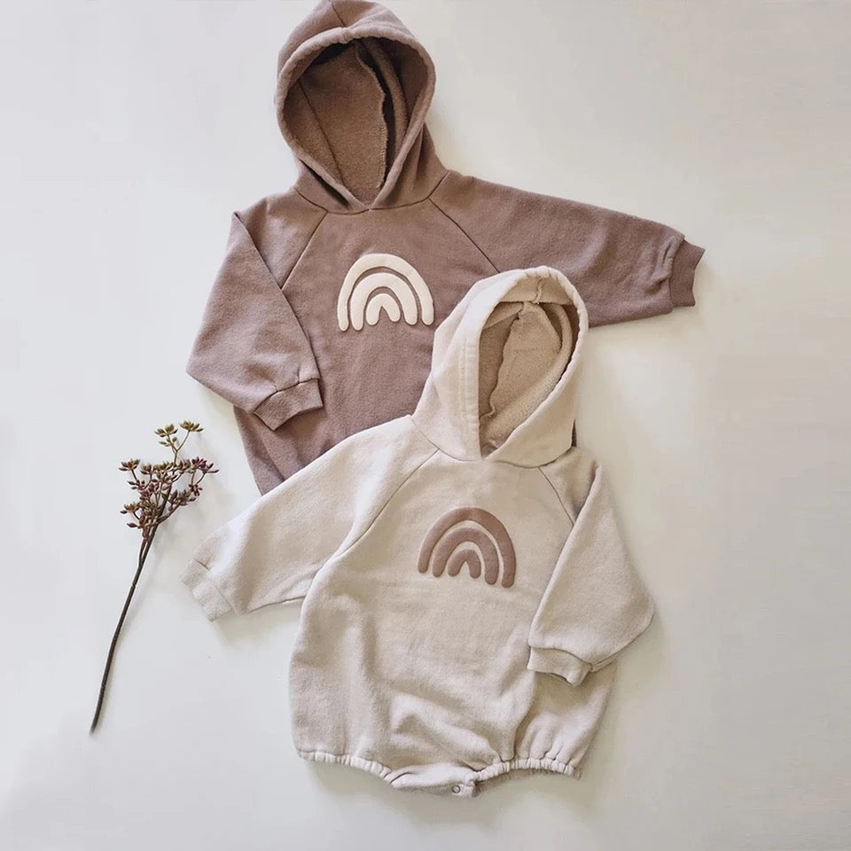 Rainbow Hoodie Romper Hippo Boutique