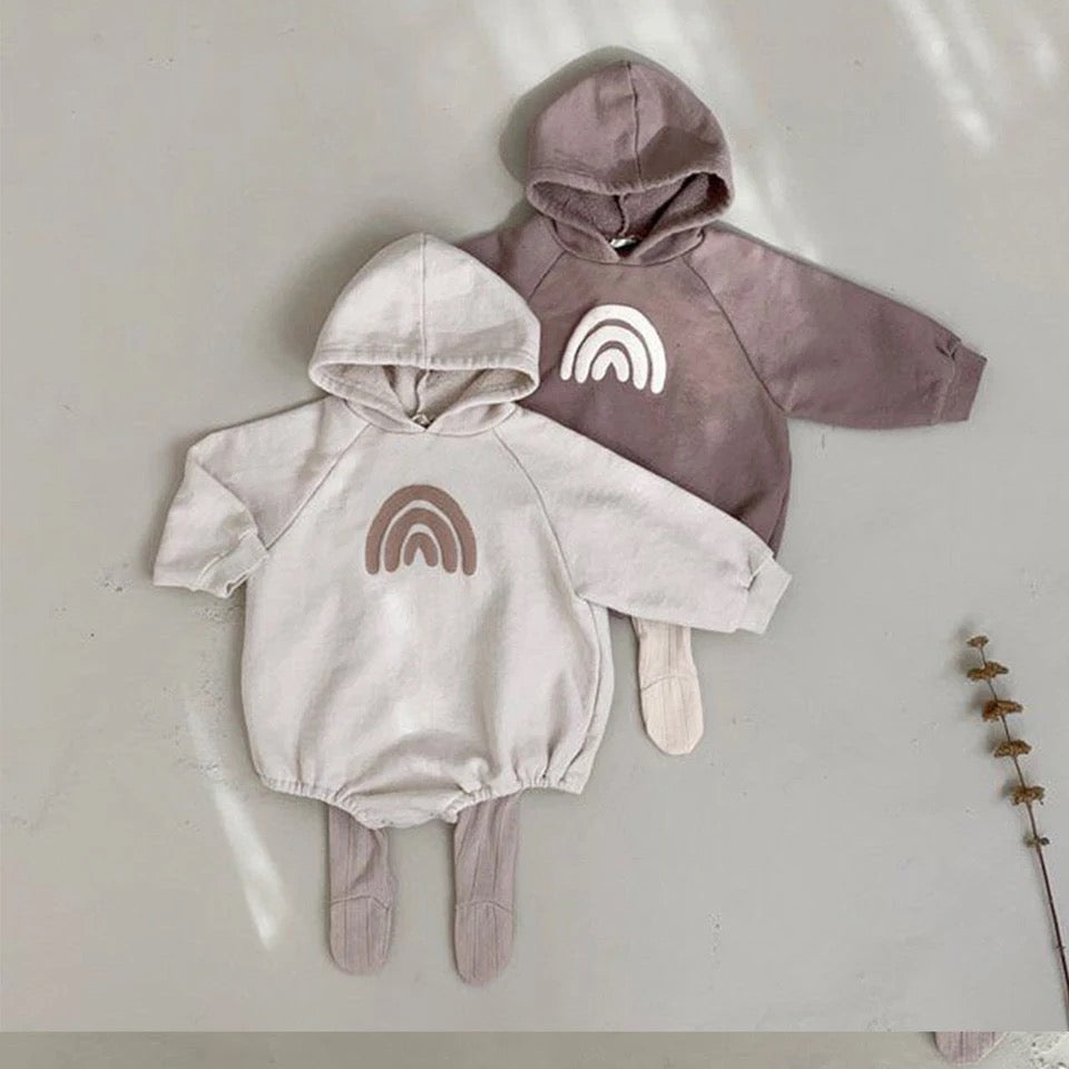 Rainbow Hoodie Romper Hippo Boutique