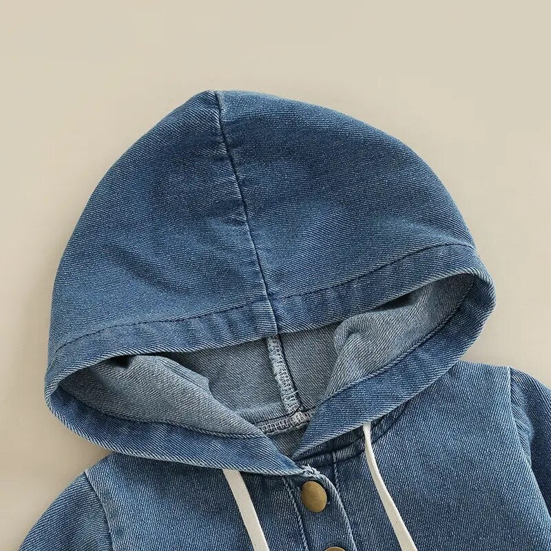 Baby Hooded Denim Romper Hippo Boutique