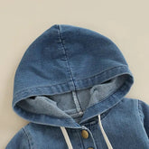 Baby Hooded Denim Romper Hippo Boutique