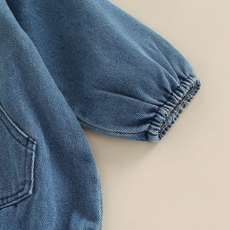 Baby Hooded Denim Romper Hippo Boutique
