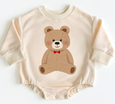 Teddy Bear Baby Sweatshirt Bubble Romper Hippo Boutique