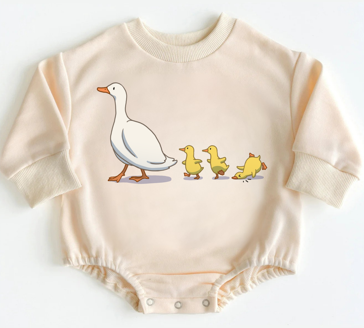 Baby Ducks Baby Sweatshirt Bubble Romper Hippo Boutique