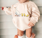 Baby Ducks Baby Sweatshirt Bubble Romper Hippo Boutique