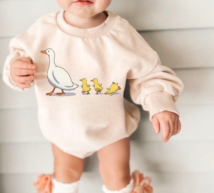 Baby Ducks Baby Sweatshirt Bubble Romper Hippo Boutique