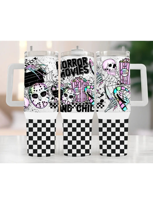 40oz Tumbler - Halloween Horror Movies & Chill Hippo Boutique