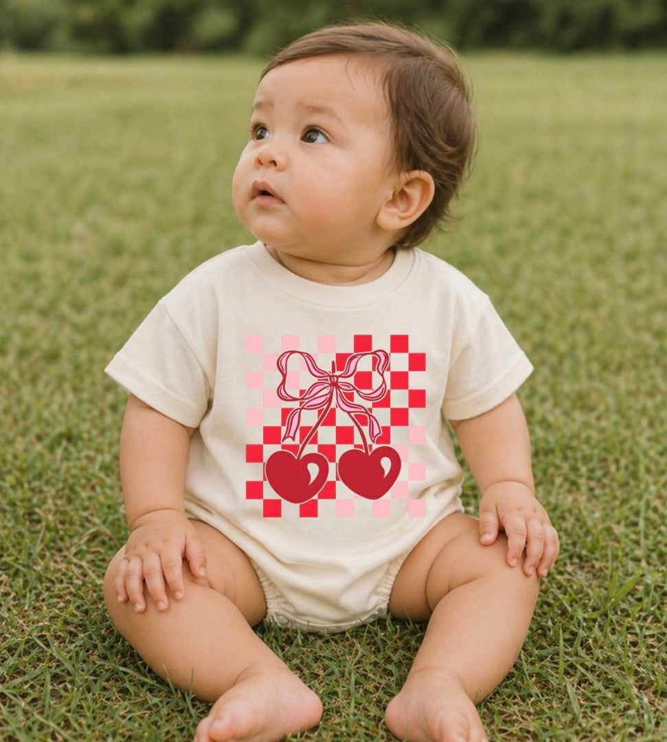 Baby t-shirt Bubble Romper - Sweet Cherry Hippo Boutique