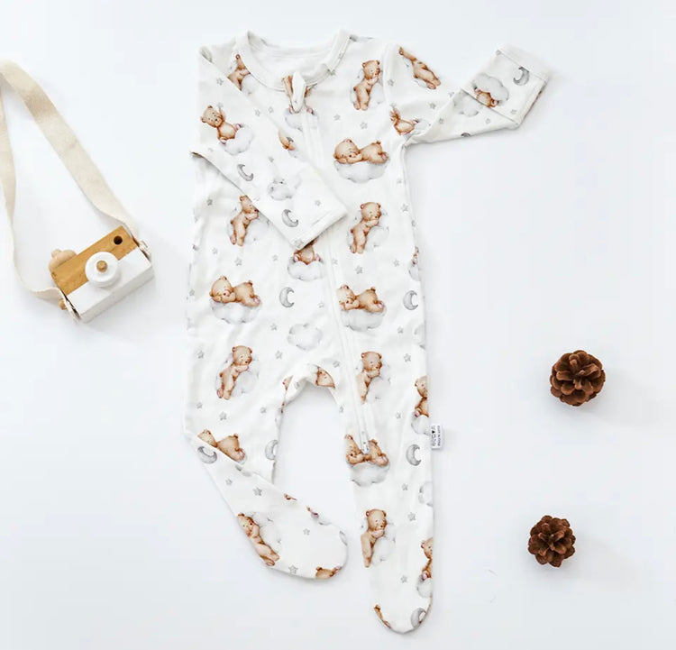 Long Sleeve teddy Bamboo Bodysuit Hippo Boutique