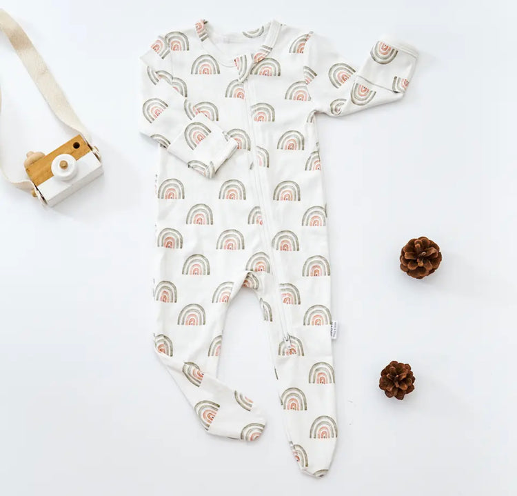 Long Sleeve Rainbow Bamboo Bodysuit Hippo Boutique