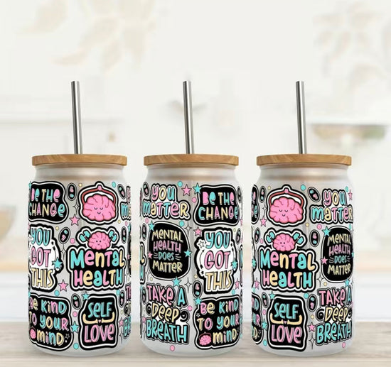 Mental Health 16oz Libbey Glass Cup Hippo boutique