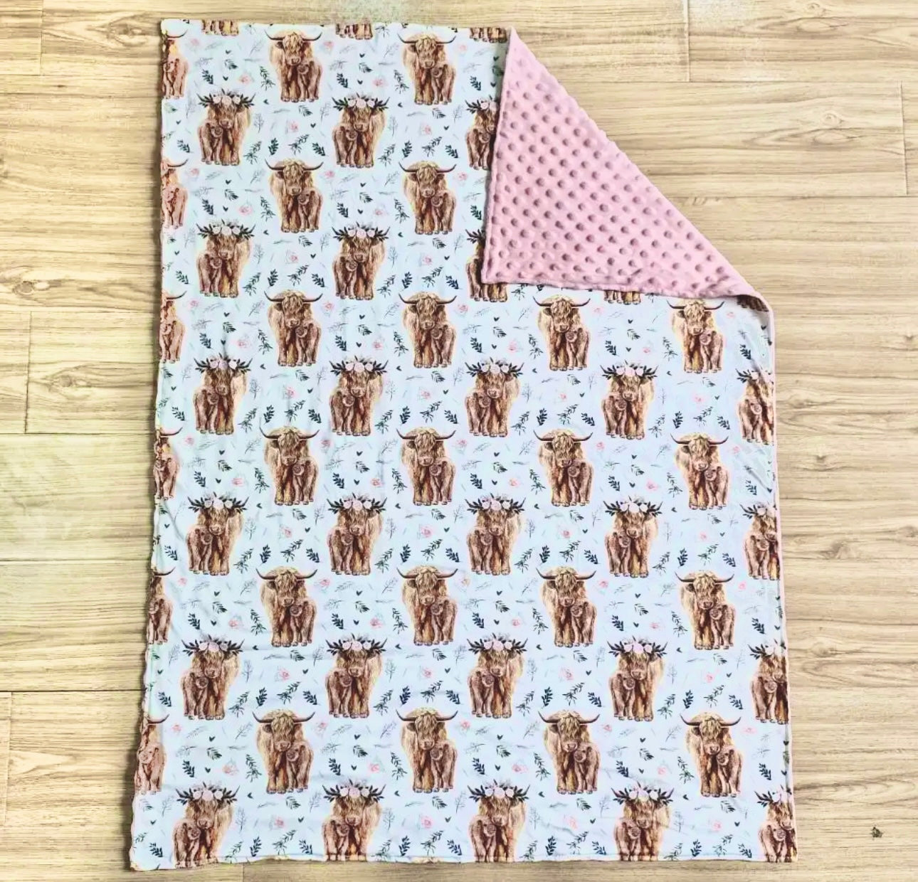 Highland Cow Minky Baby Blanket Hippo Boutique