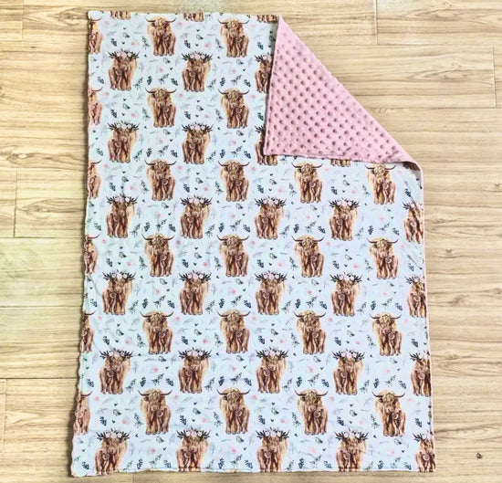 Highland Cow Minky Baby Blanket Hippo Boutique