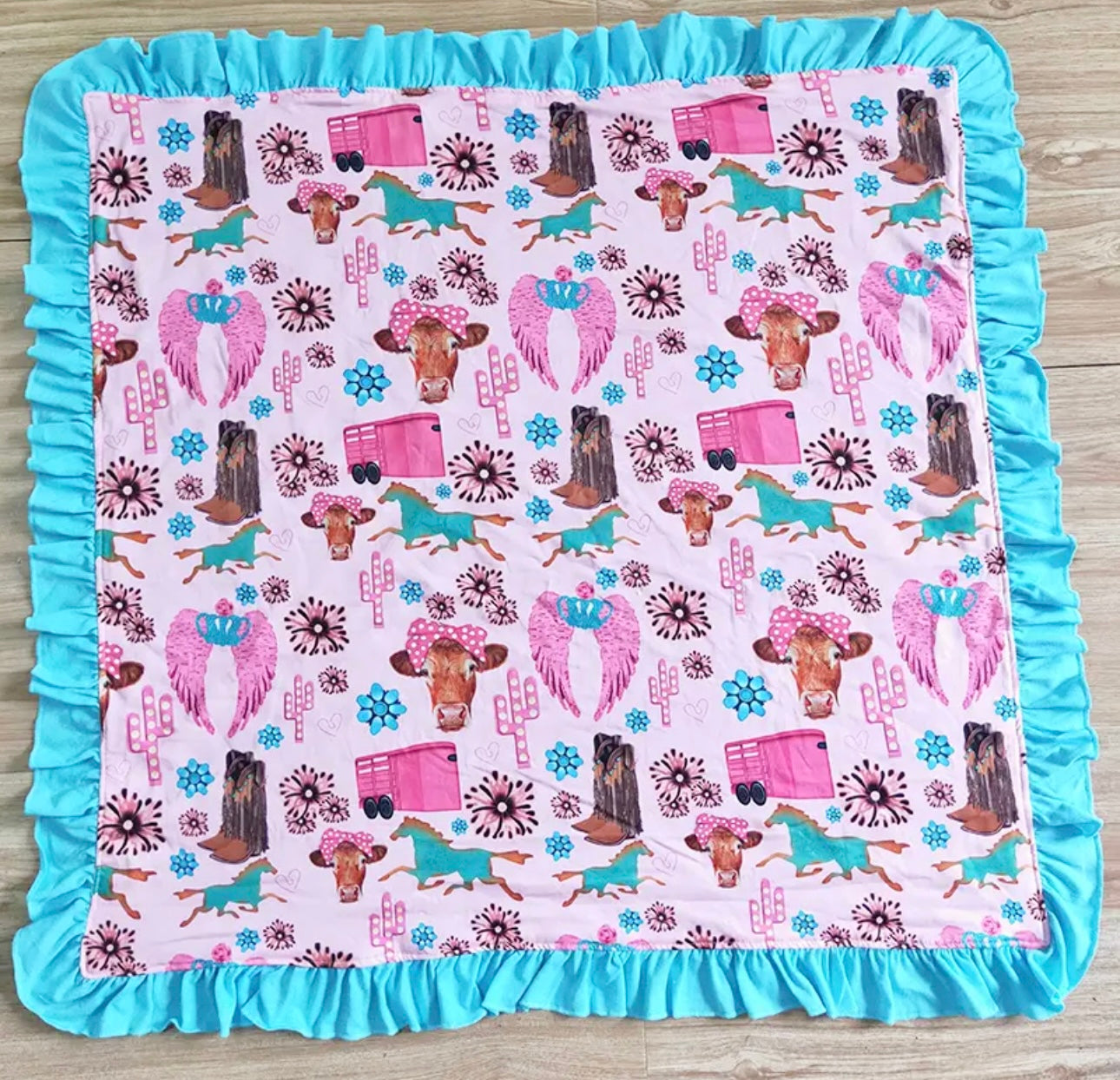 Western Cowgirl Minky Baby Blanket Hippo Boutique