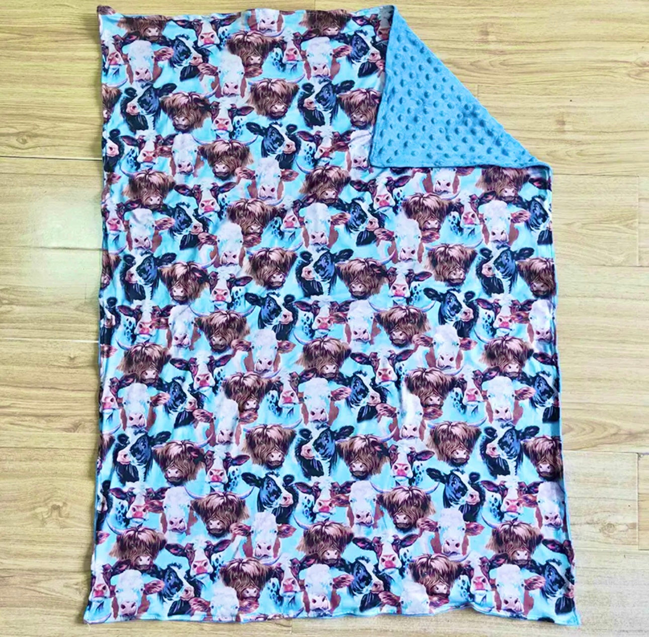 Blue Cow Minky Baby Blanket Hippo Boutique