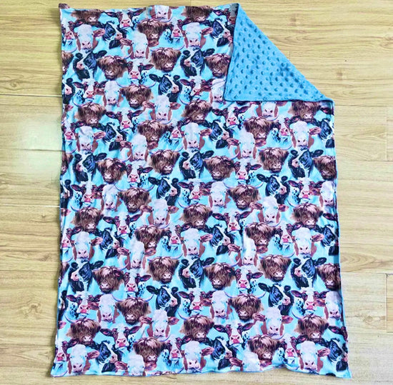 Blue Cow Minky Baby Blanket Hippo Boutique